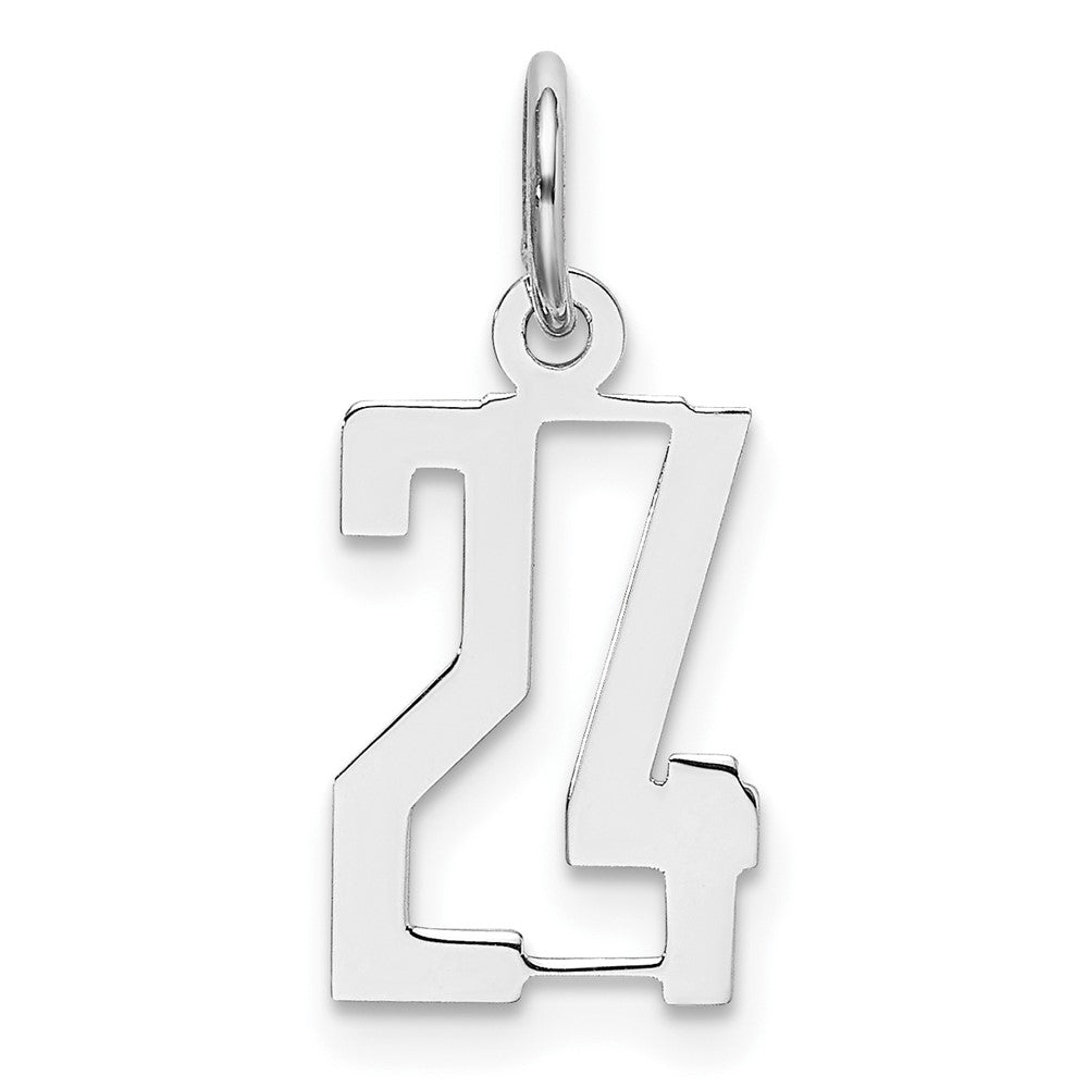 Sterling Silver/Rhodium-plated Elongated Number 24 Charm