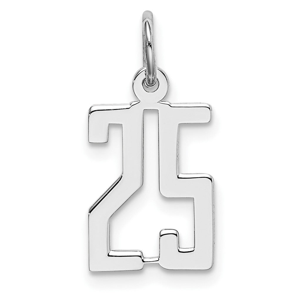 Sterling Silver/Rhodium-plated Elongated Number 25 Charm