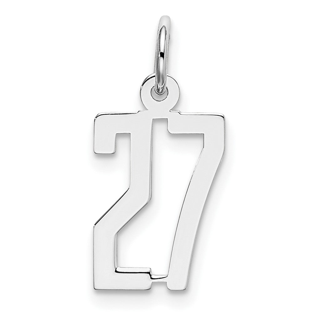 Sterling Silver/Rhodium-plated Elongated Number 27 Charm