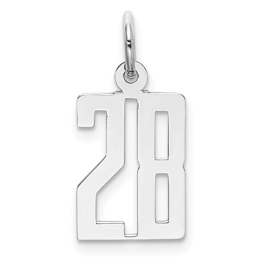 Sterling Silver/Rhodium-plated Elongated Number 28 Charm