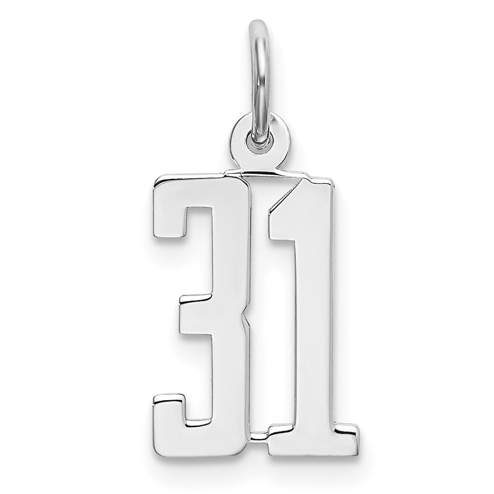 Sterling Silver/Rhodium-plated Elongated Number 31 Charm