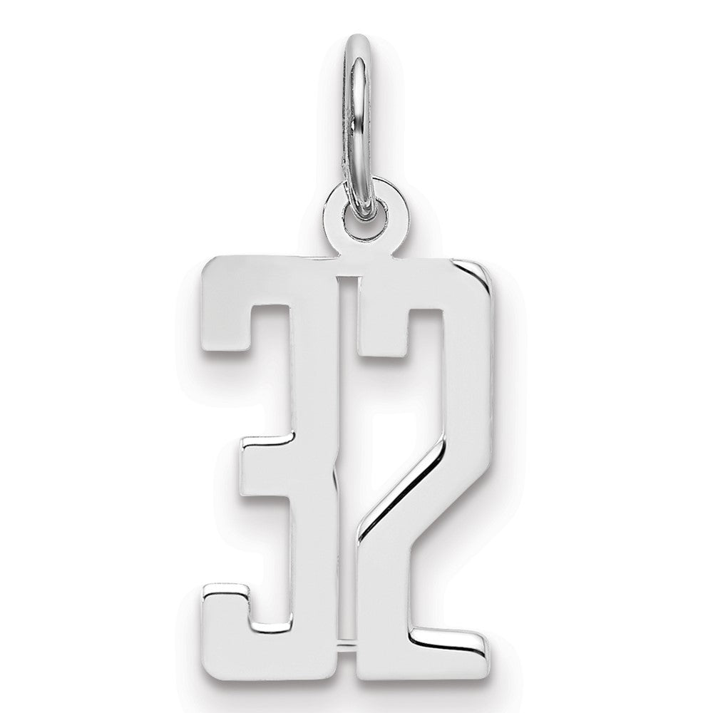 Sterling Silver/Rhodium-plated Elongated Number 32 Charm