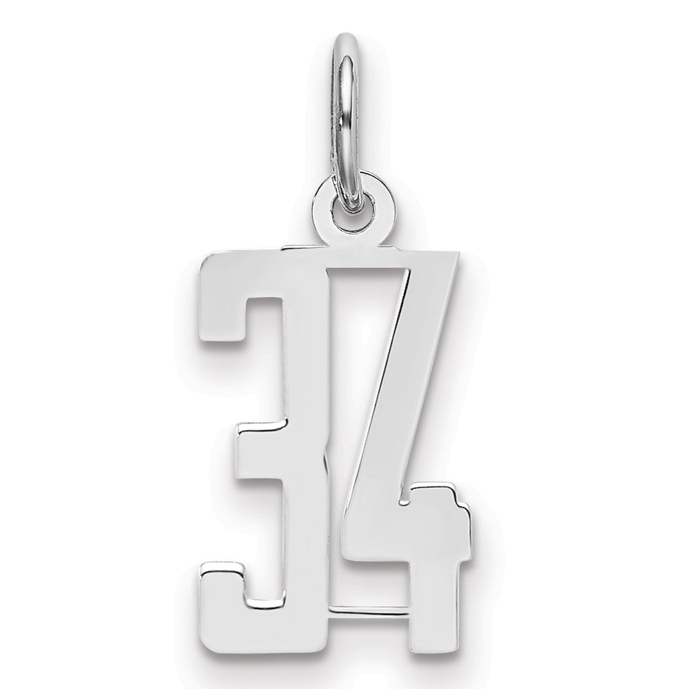 Sterling Silver/Rhodium-plated Elongated Number 34 Charm