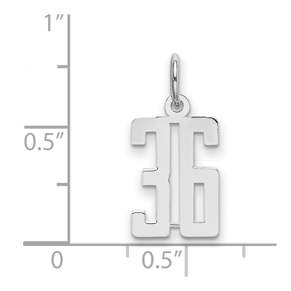 Sterling Silver/Rhodium-plated Elongated Number 36 Charm