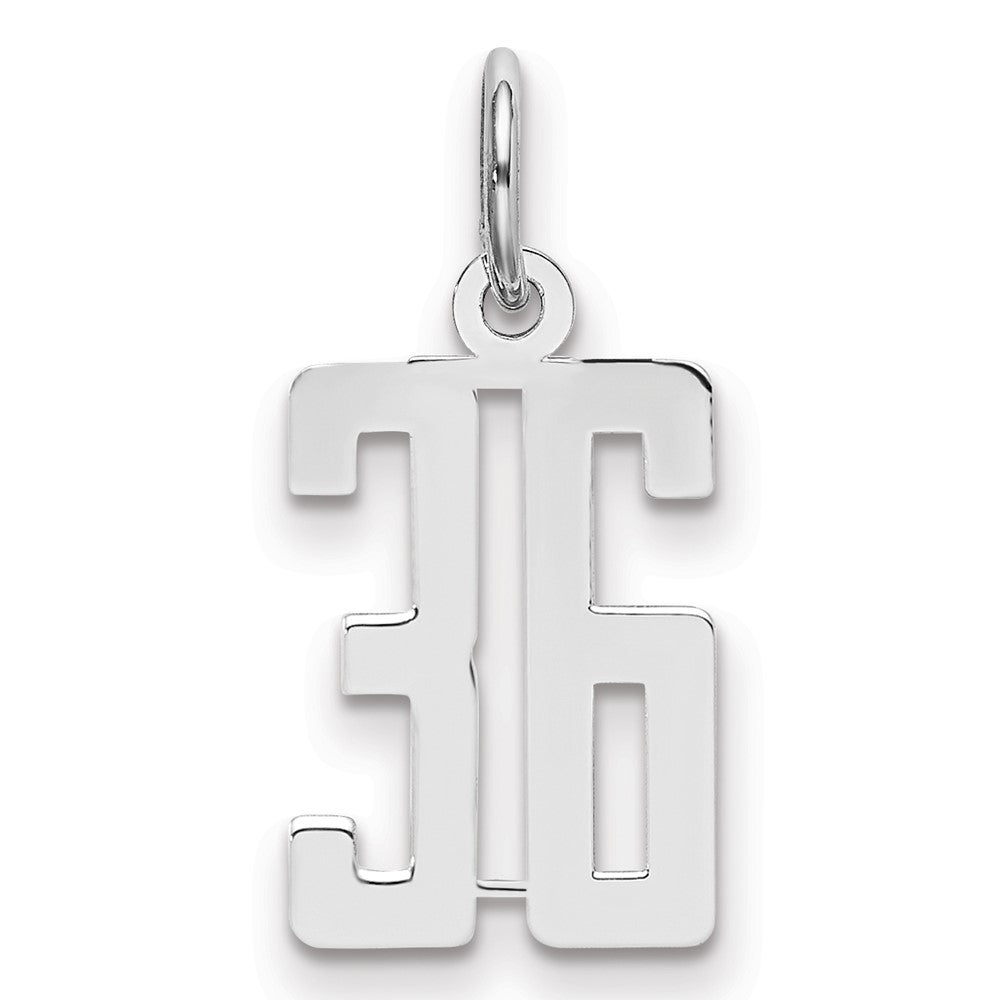 Sterling Silver/Rhodium-plated Elongated Number 36 Charm