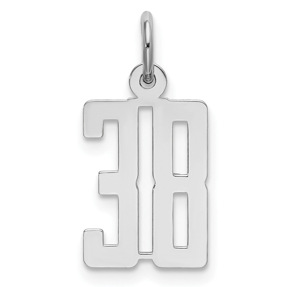 Sterling Silver/Rhodium-plated Elongated Number 38 Charm