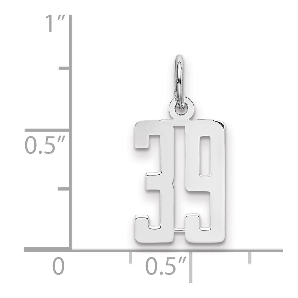 Sterling Silver/Rhodium-plated Elongated Number 39 Charm