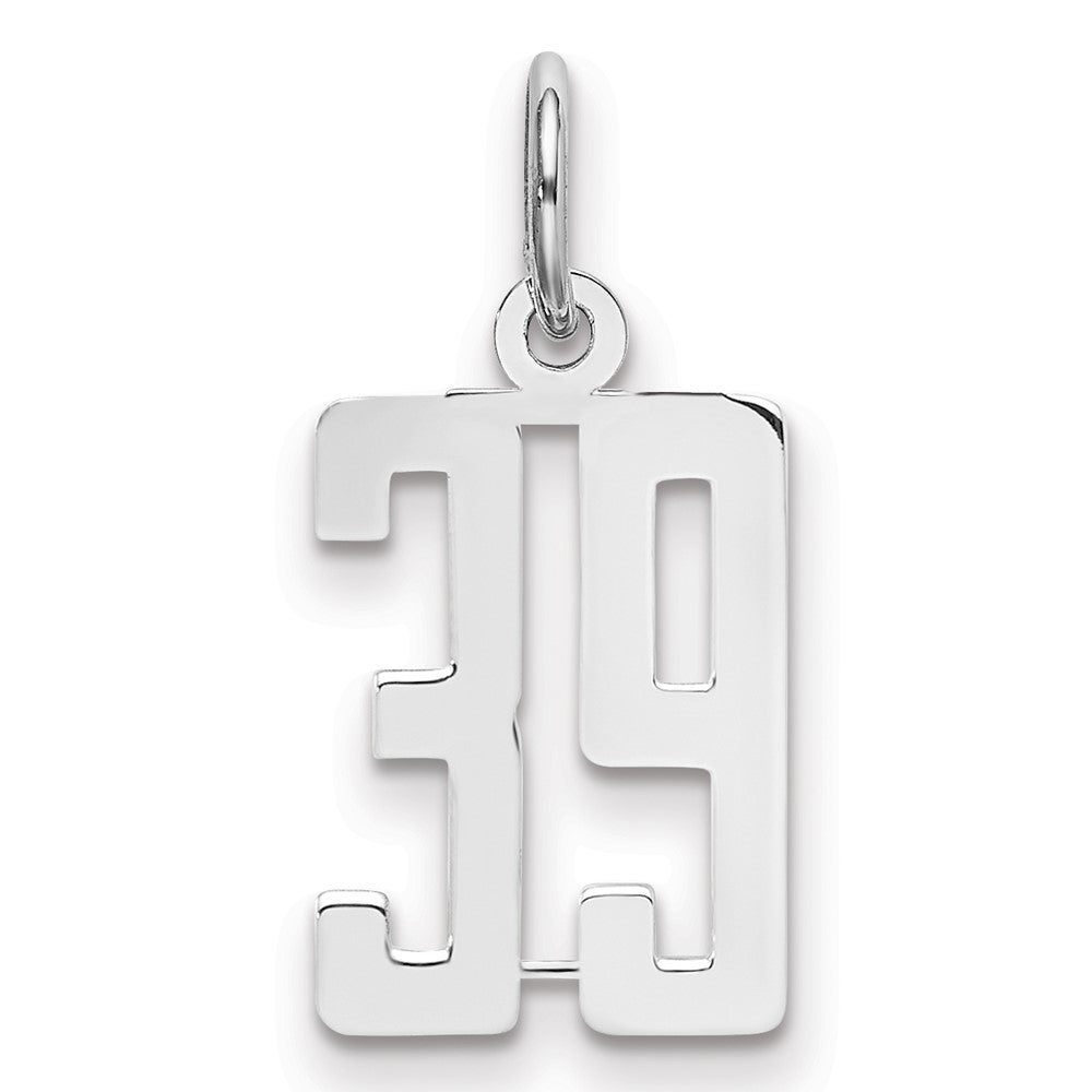 Sterling Silver/Rhodium-plated Elongated Number 39 Charm