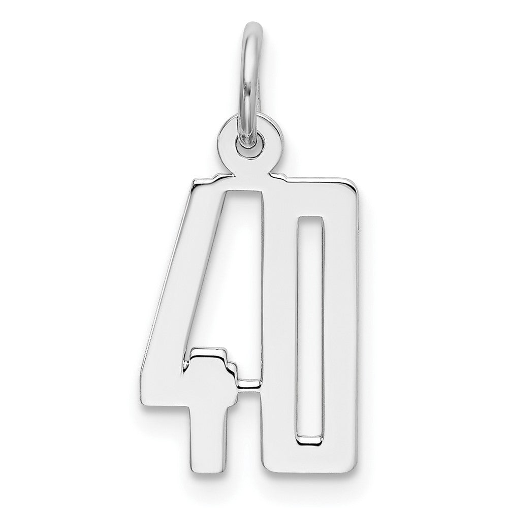 Sterling Silver/Rhodium-plated Elongated Number 40 Charm