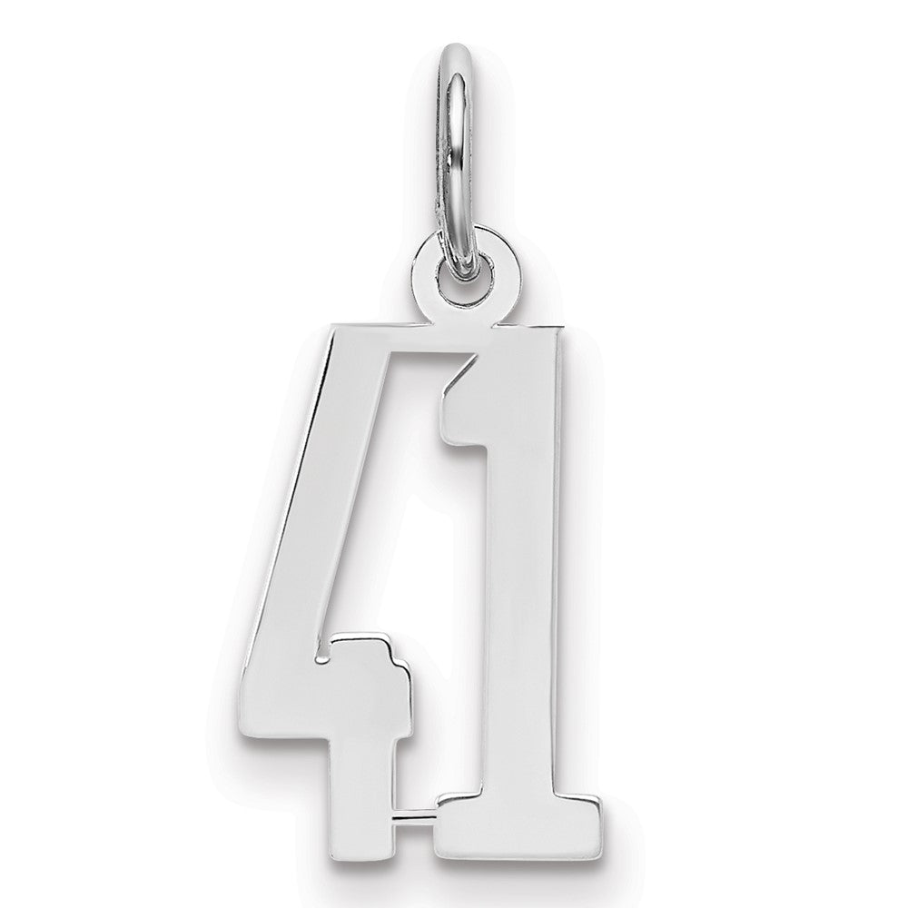 Sterling Silver/Rhodium-plated Elongated Number 41 Charm