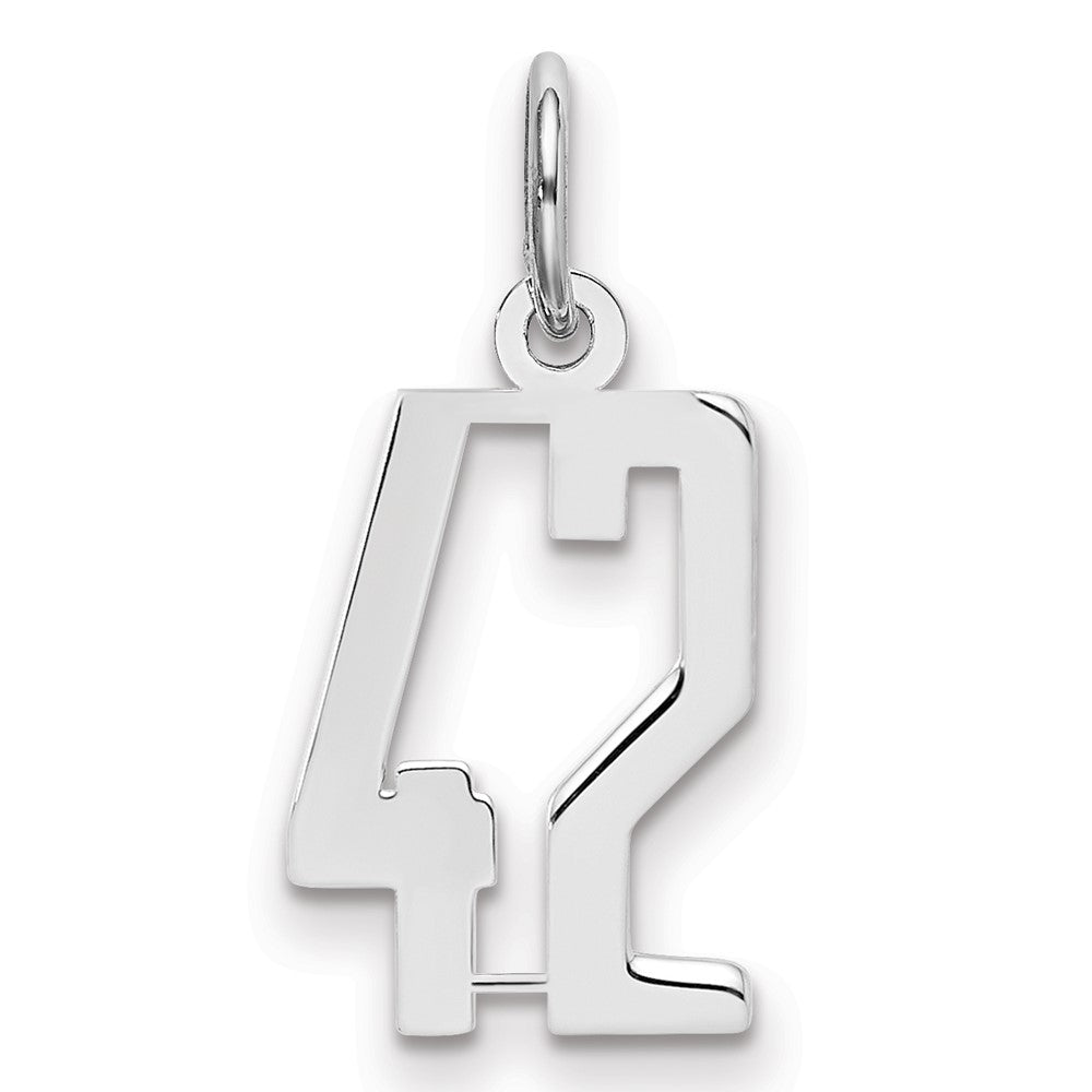 Sterling Silver/Rhodium-plated Elongated Number 42 Charm