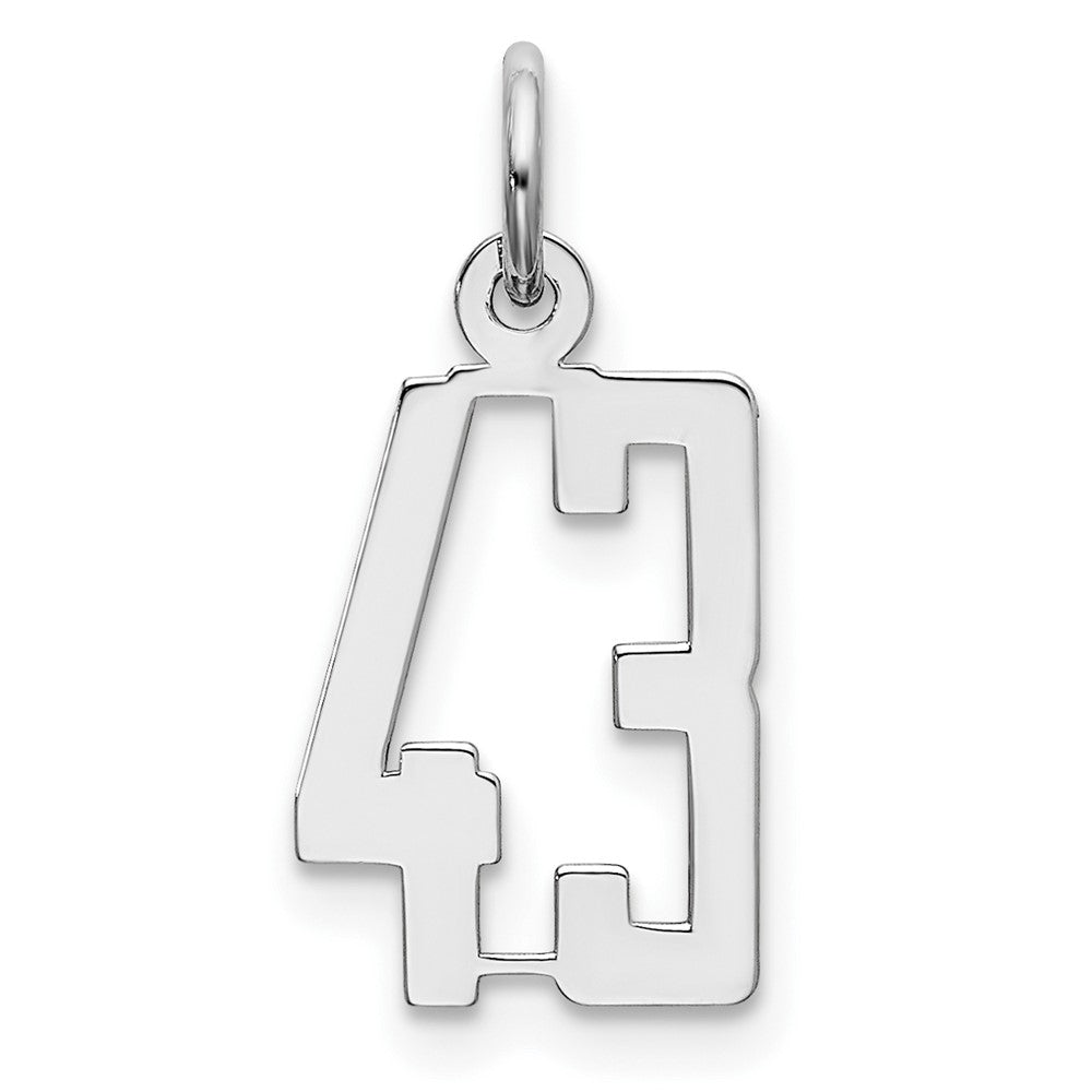 Sterling Silver/Rhodium-plated Elongated Number 43 Charm