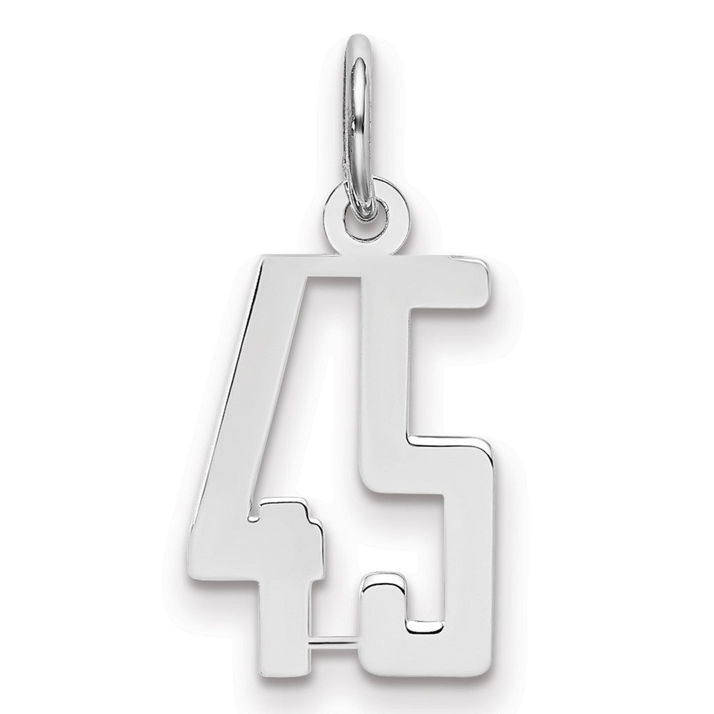 Sterling Silver/Rhodium-plated Elongated Number 45 Charm