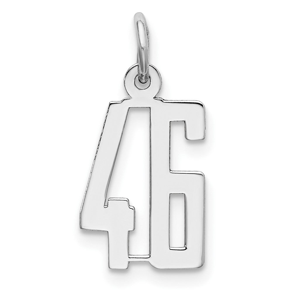 Sterling Silver/Rhodium-plated Elongated Number 46 Charm