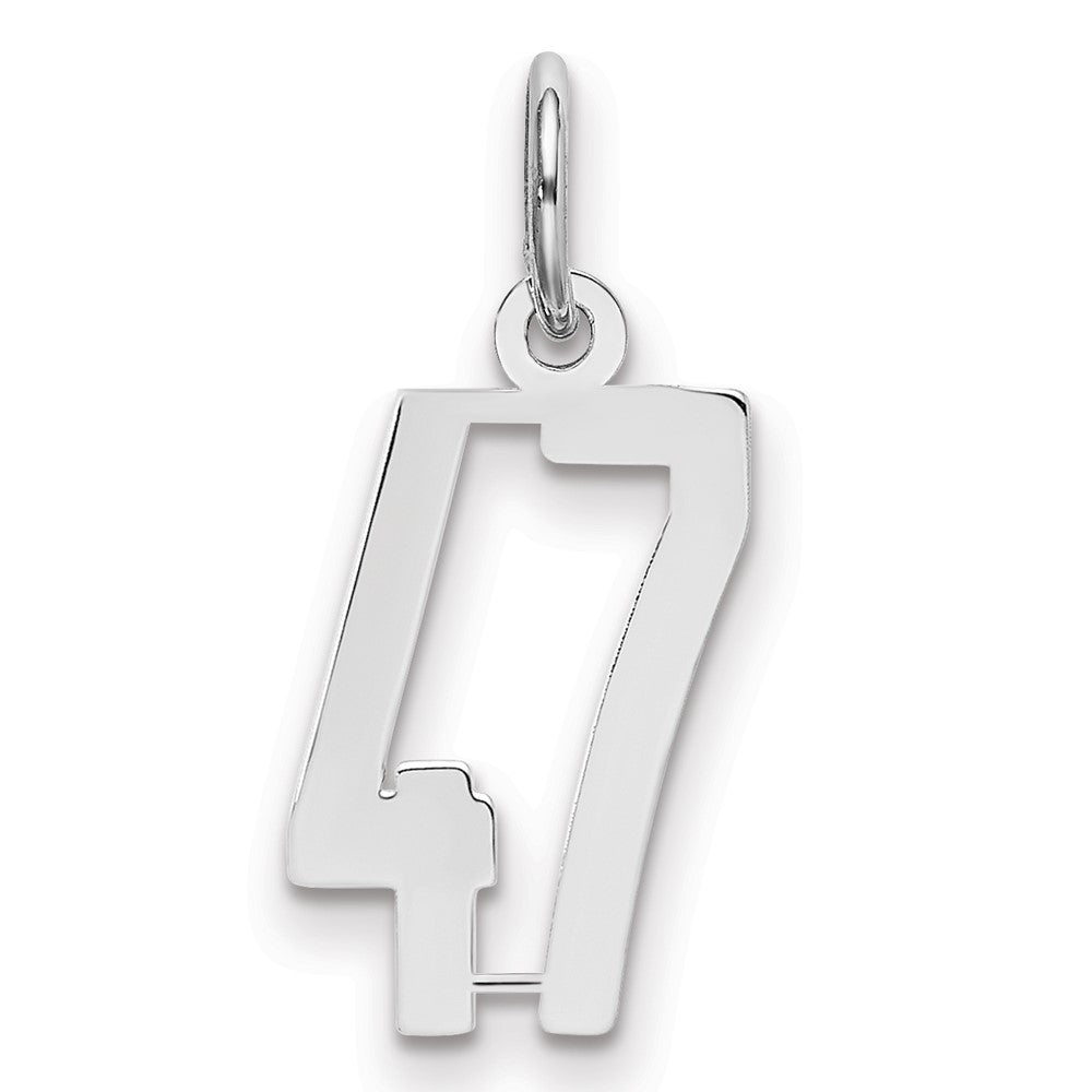 Sterling Silver/Rhodium-plated Elongated Number 47 Charm