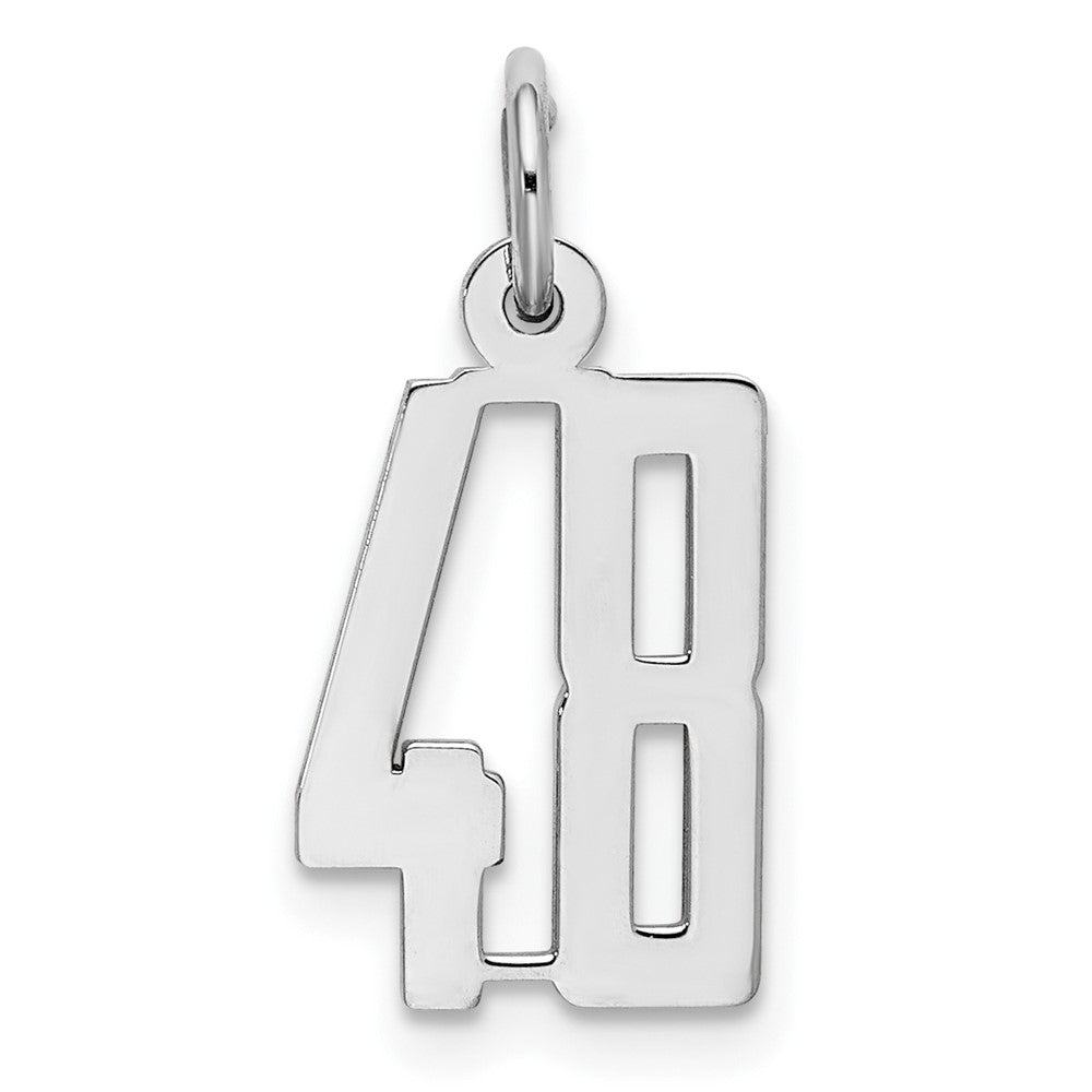 Sterling Silver/Rhodium-plated Elongated Number 48 Charm