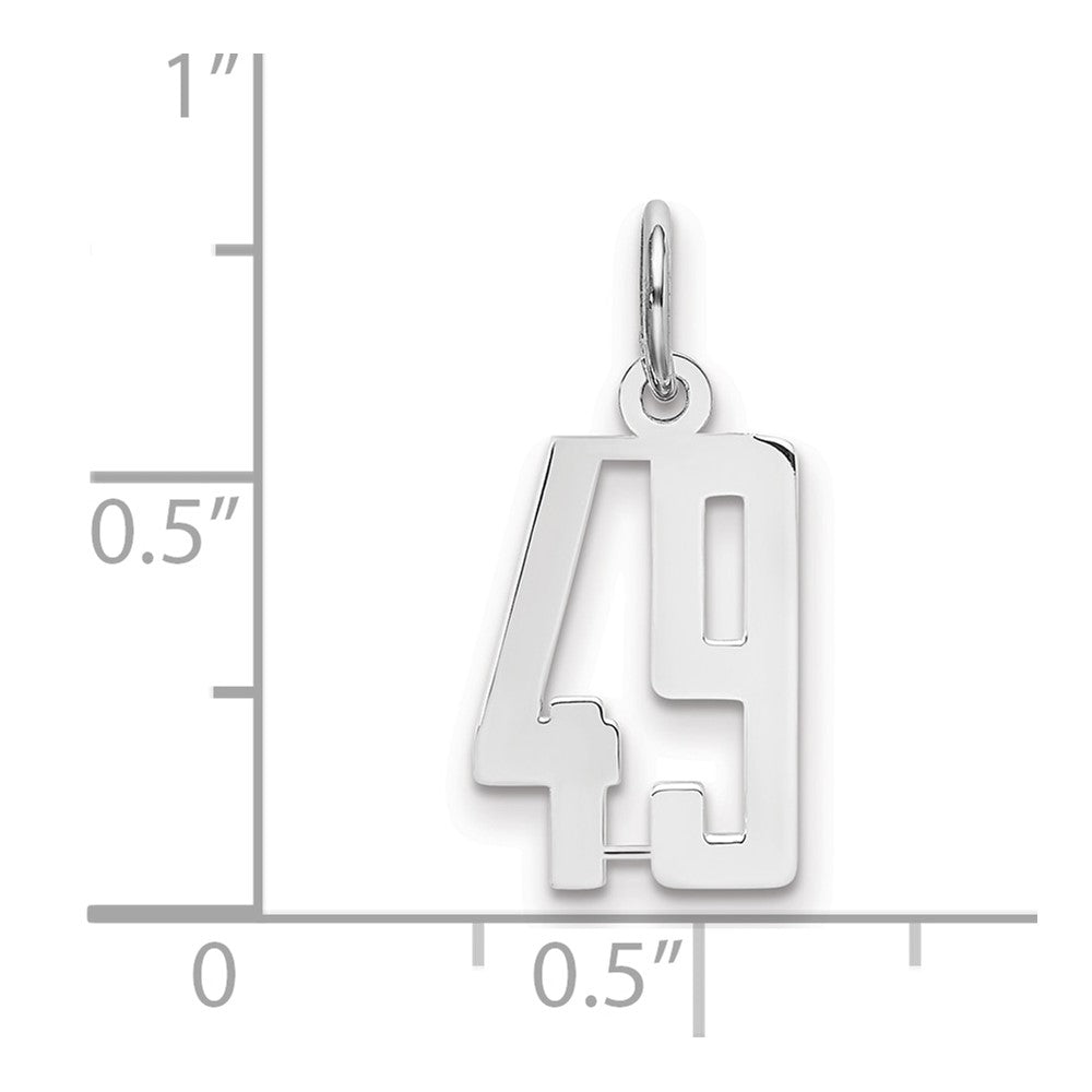 Sterling Silver/Rhodium-plated Elongated Number 49 Charm