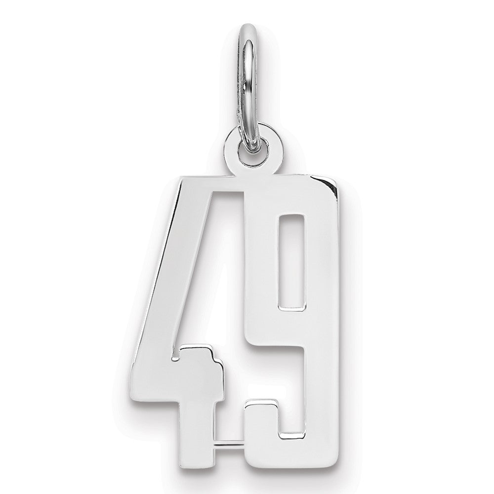 Sterling Silver/Rhodium-plated Elongated Number 49 Charm