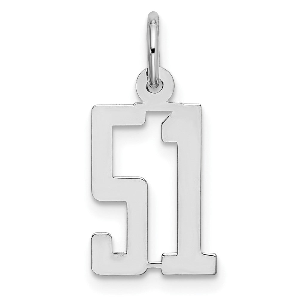 Sterling Silver/Rhodium-plated Elongated Number 51 Charm