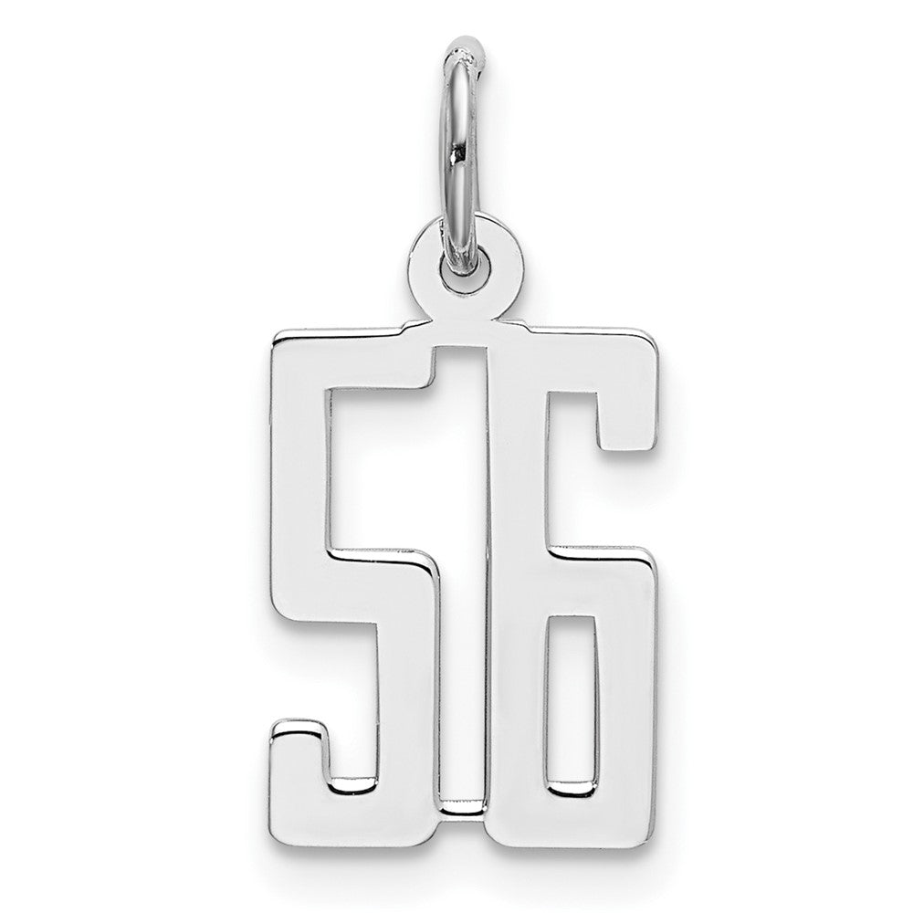 Sterling Silver/Rhodium-plated Elongated Number 56 Charm