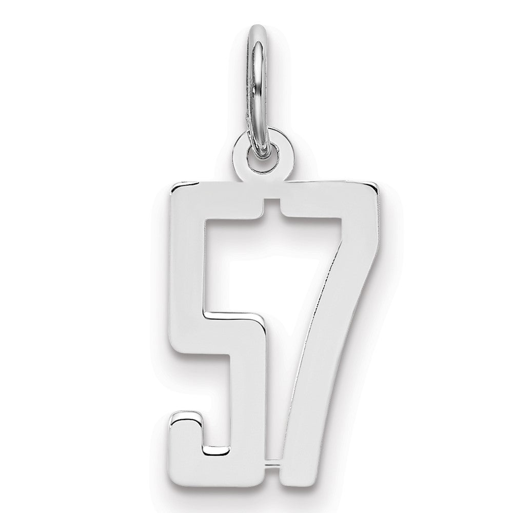 Sterling Silver/Rhodium-plated Elongated Number 57 Charm