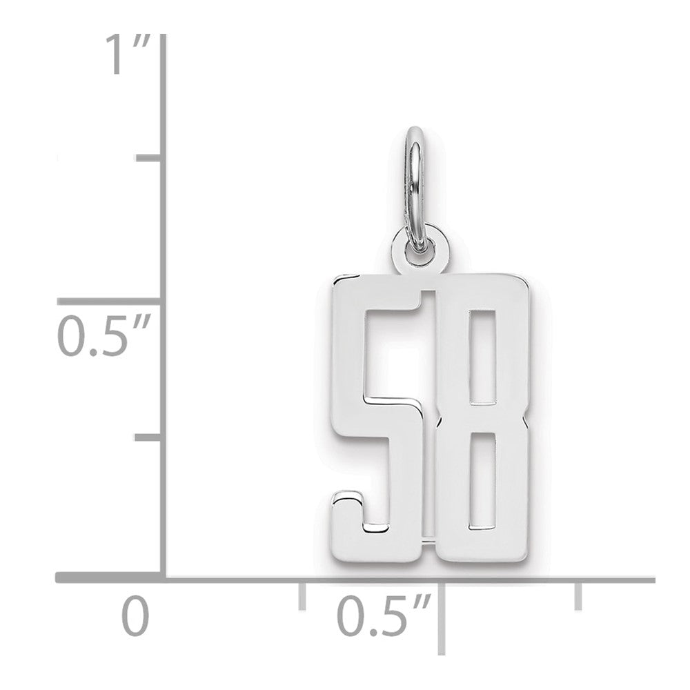 Sterling Silver/Rhodium-plated Elongated Number 58 Charm