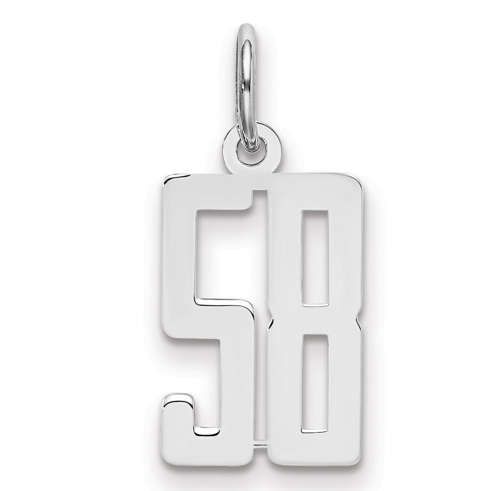 Sterling Silver/Rhodium-plated Elongated Number 58 Charm