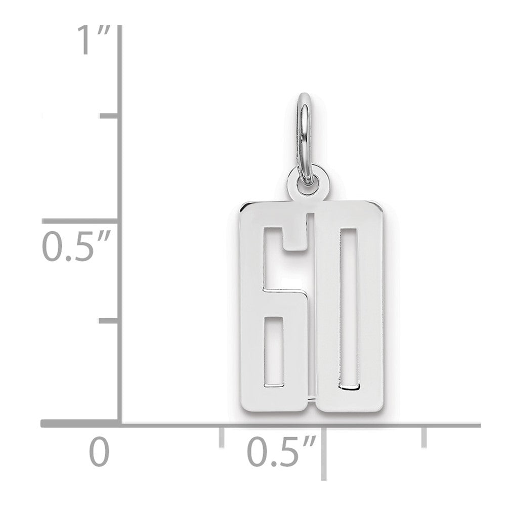 Sterling Silver/Rhodium-plated Elongated Number 60 Charm