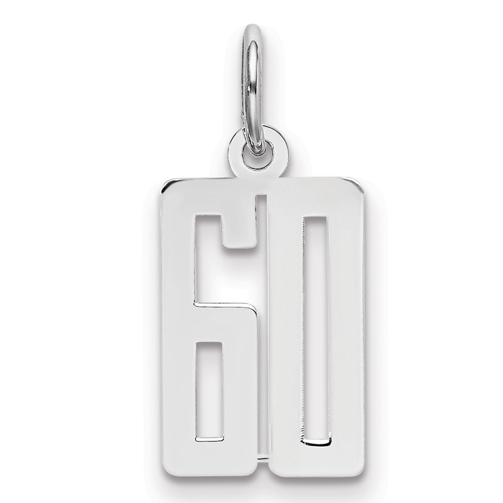 Sterling Silver/Rhodium-plated Elongated Number 60 Charm