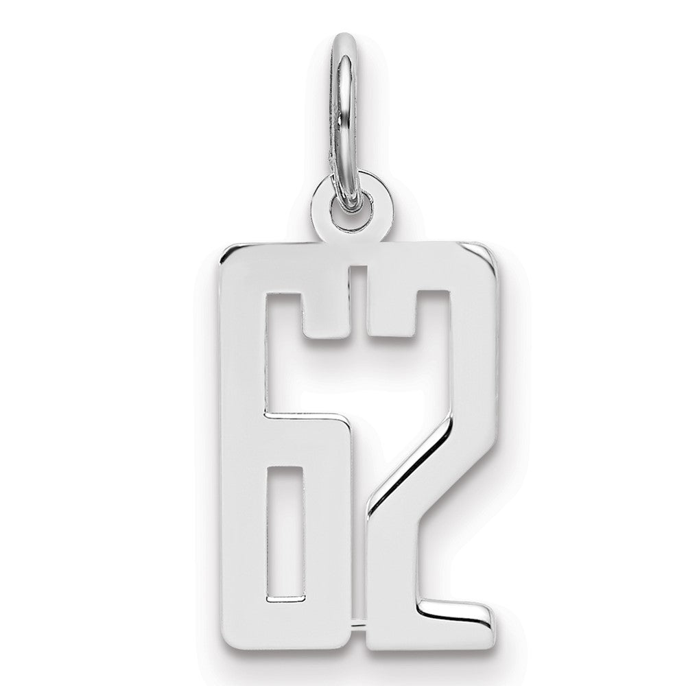 Sterling Silver/Rhodium-plated Elongated Number 62 Charm