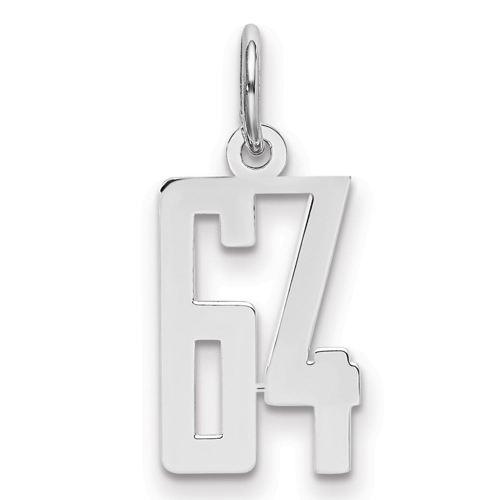 Sterling Silver/Rhodium-plated Elongated Number 64 Charm