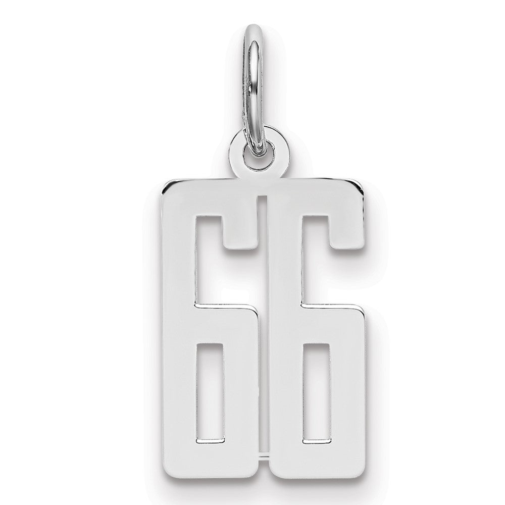 Sterling Silver/Rhodium-plated Elongated Number 66 Charm