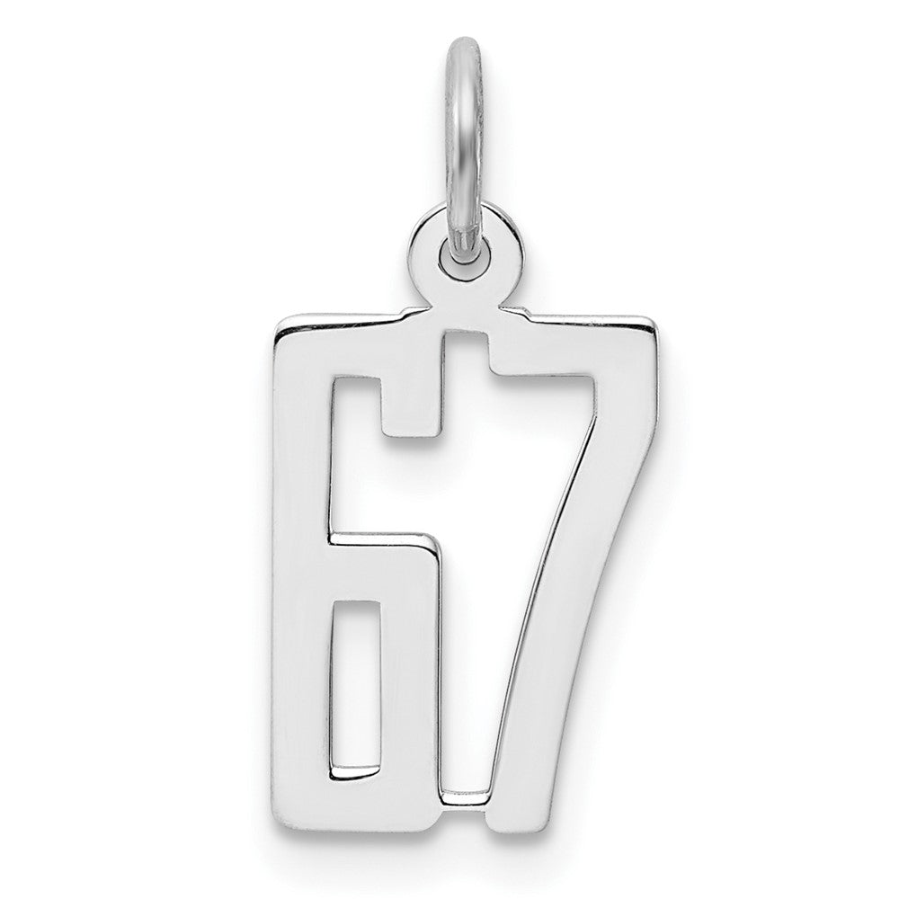 Sterling Silver/Rhodium-plated Elongated Number 67 Charm