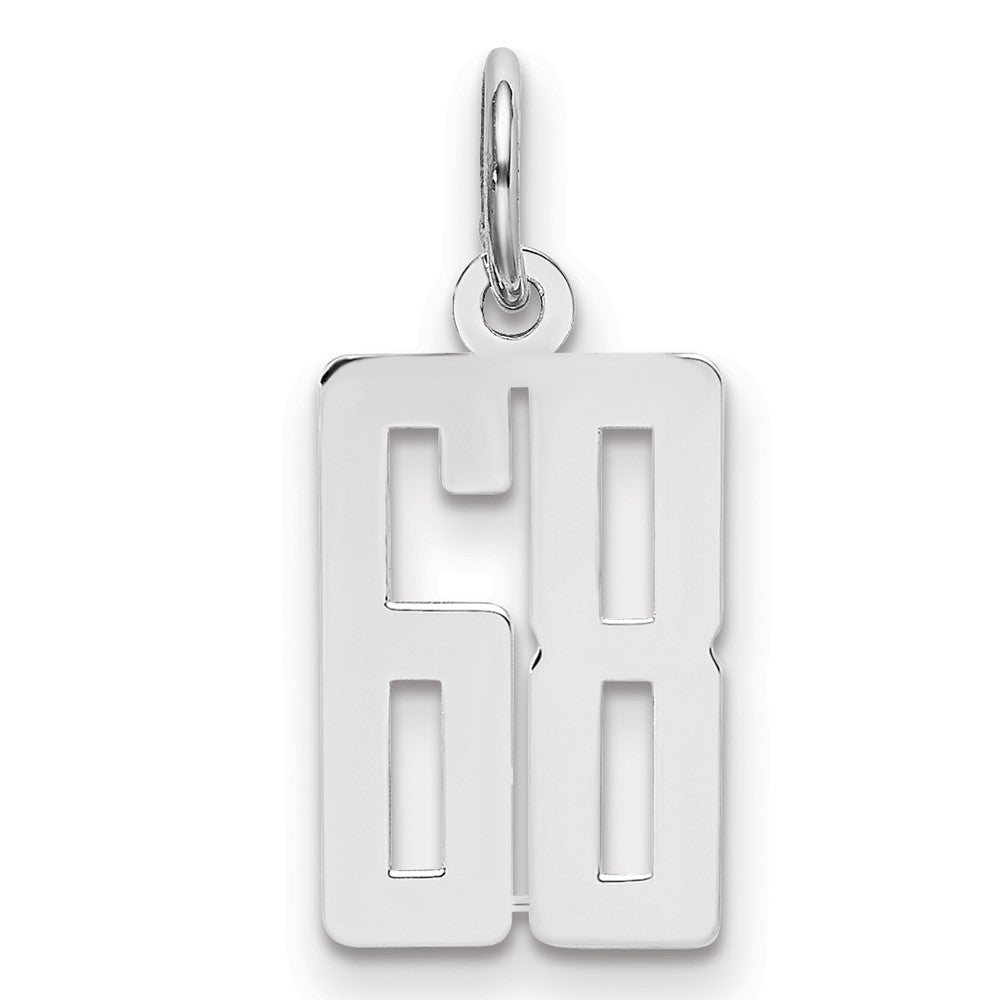 Sterling Silver/Rhodium-plated Elongated Number 68 Charm