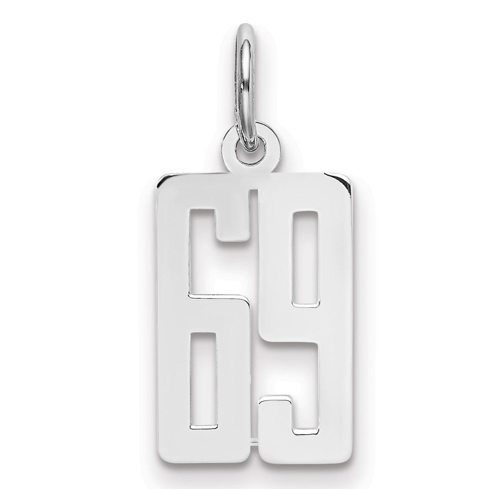 Sterling Silver/Rhodium-plated Elongated Number 69 Charm