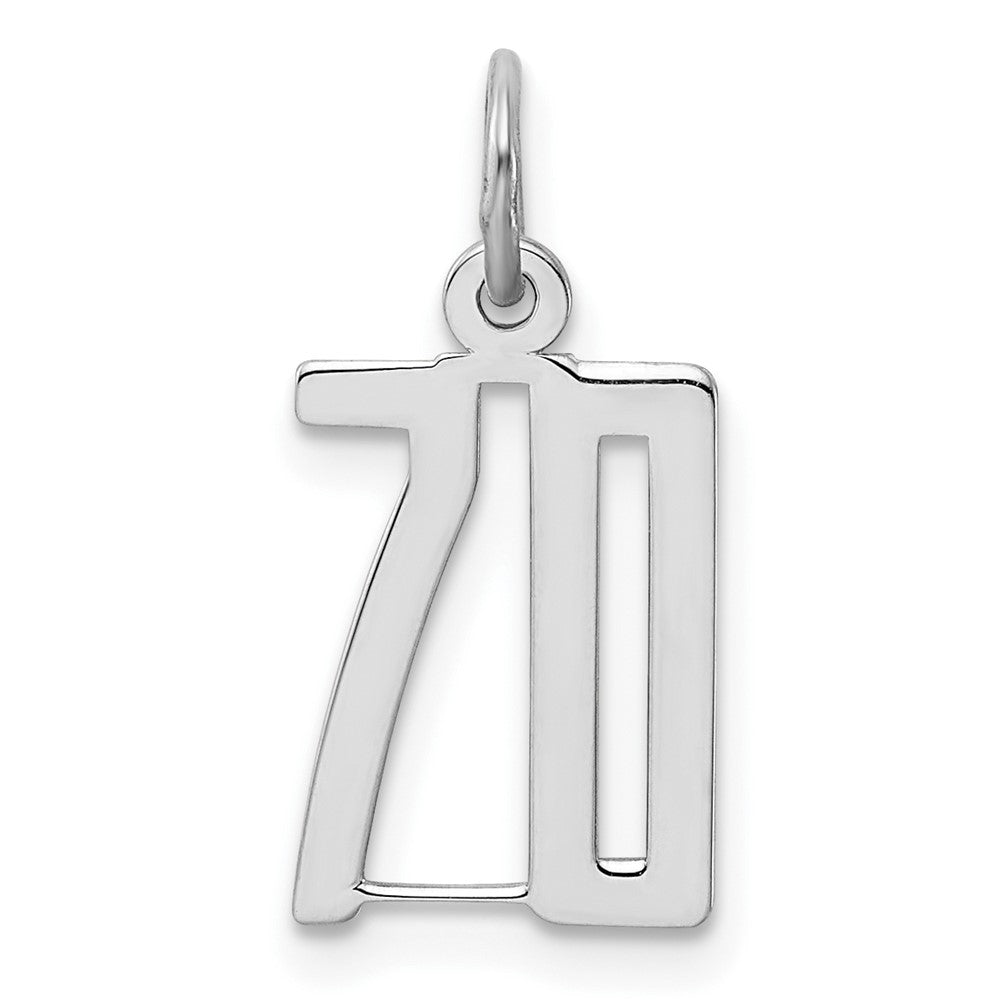 Sterling Silver/Rhodium-plated Elongated Number 70 Charm