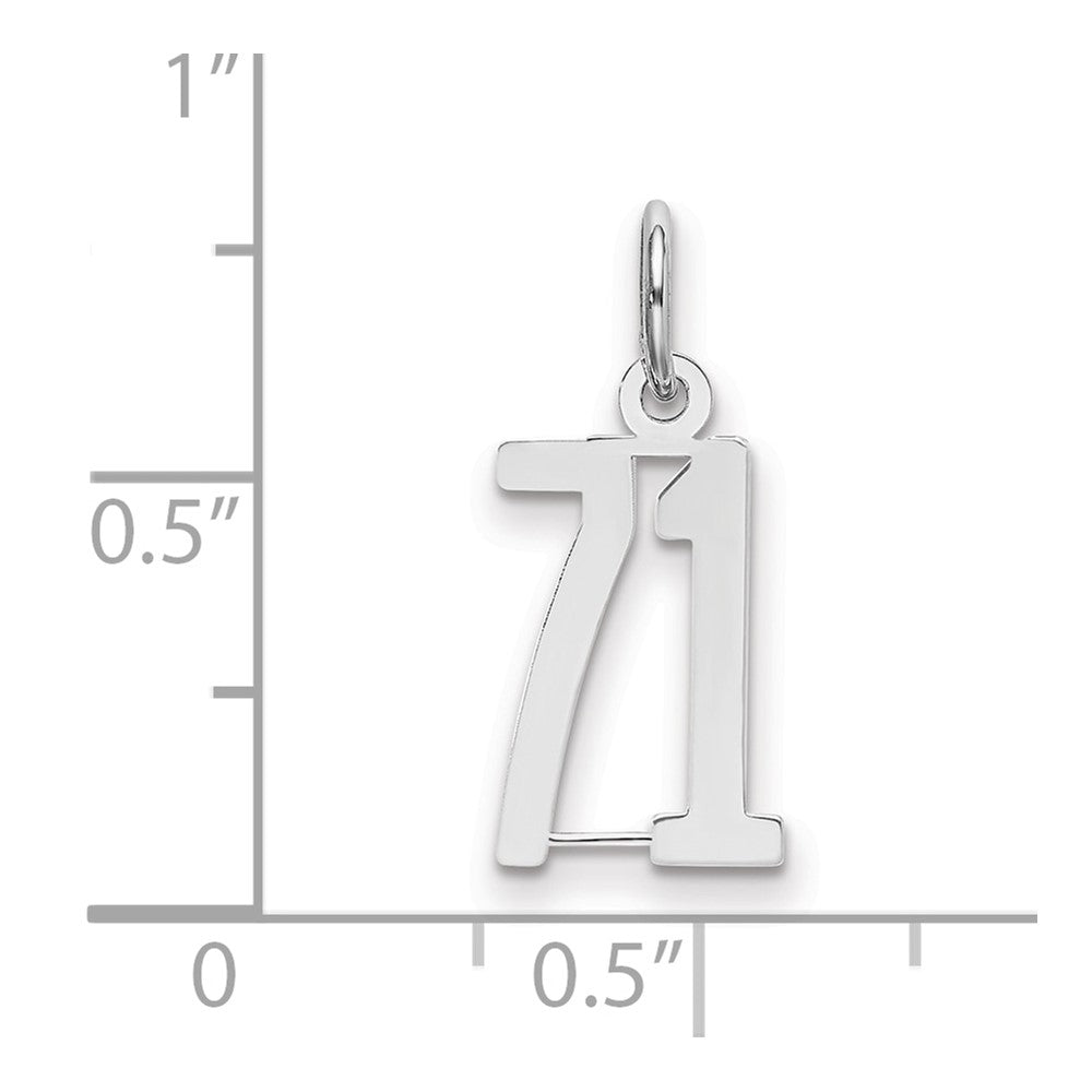 Sterling Silver/Rhodium-plated Elongated Number 71 Charm