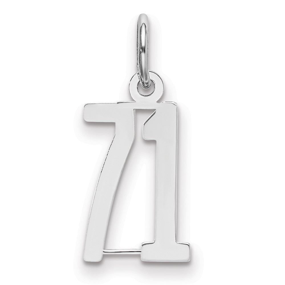 Sterling Silver/Rhodium-plated Elongated Number 71 Charm