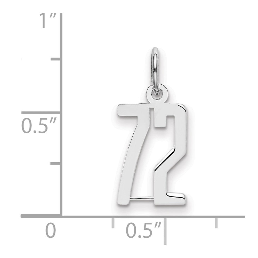 Sterling Silver/Rhodium-plated Elongated Number 72 Charm