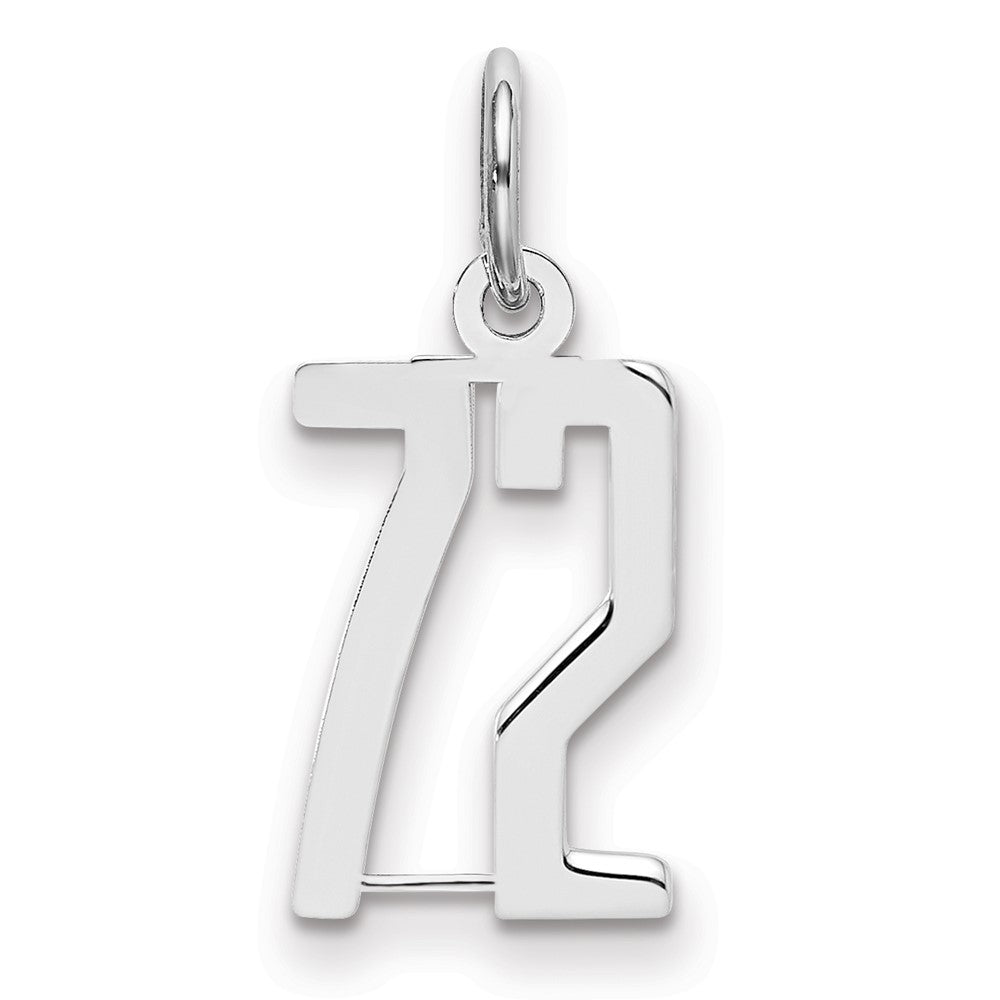 Sterling Silver/Rhodium-plated Elongated Number 72 Charm