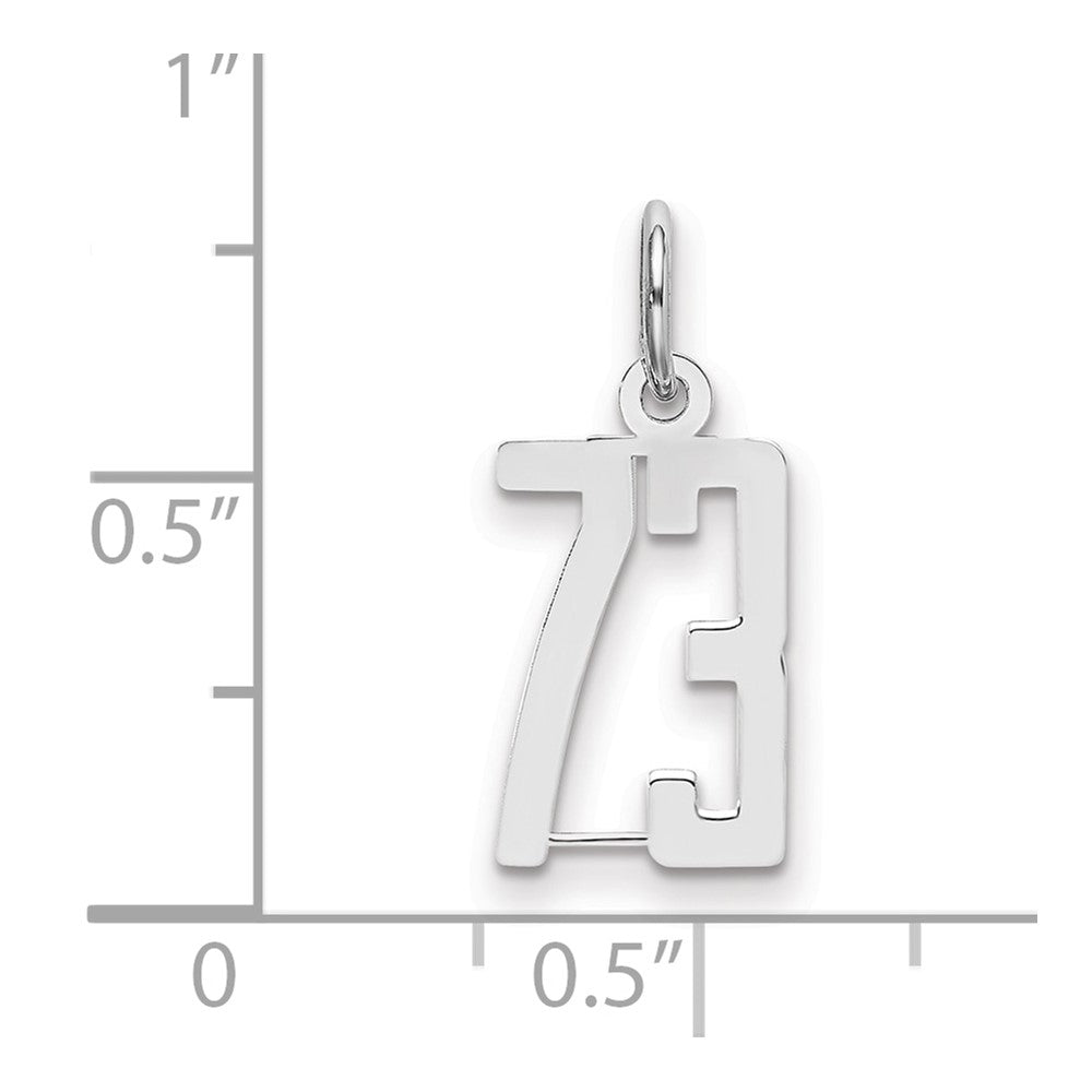 Sterling Silver/Rhodium-plated Elongated Number 73 Charm