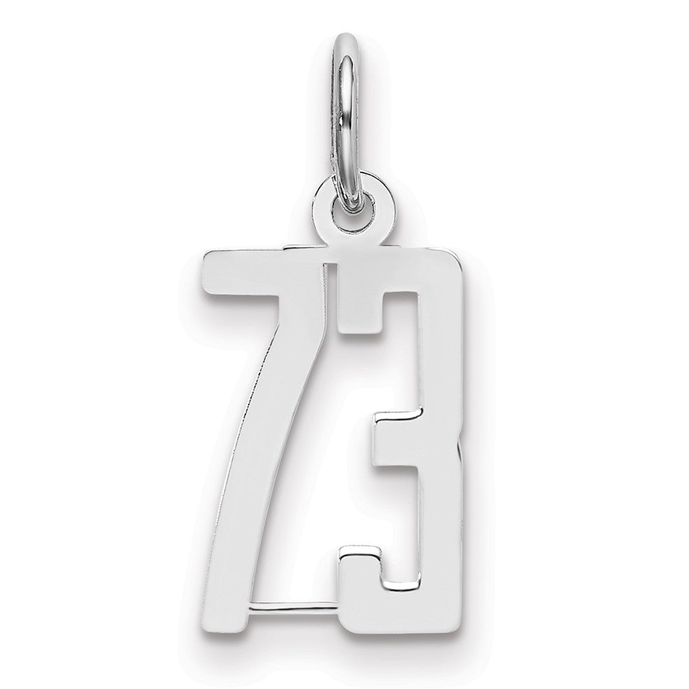 Sterling Silver/Rhodium-plated Elongated Number 73 Charm