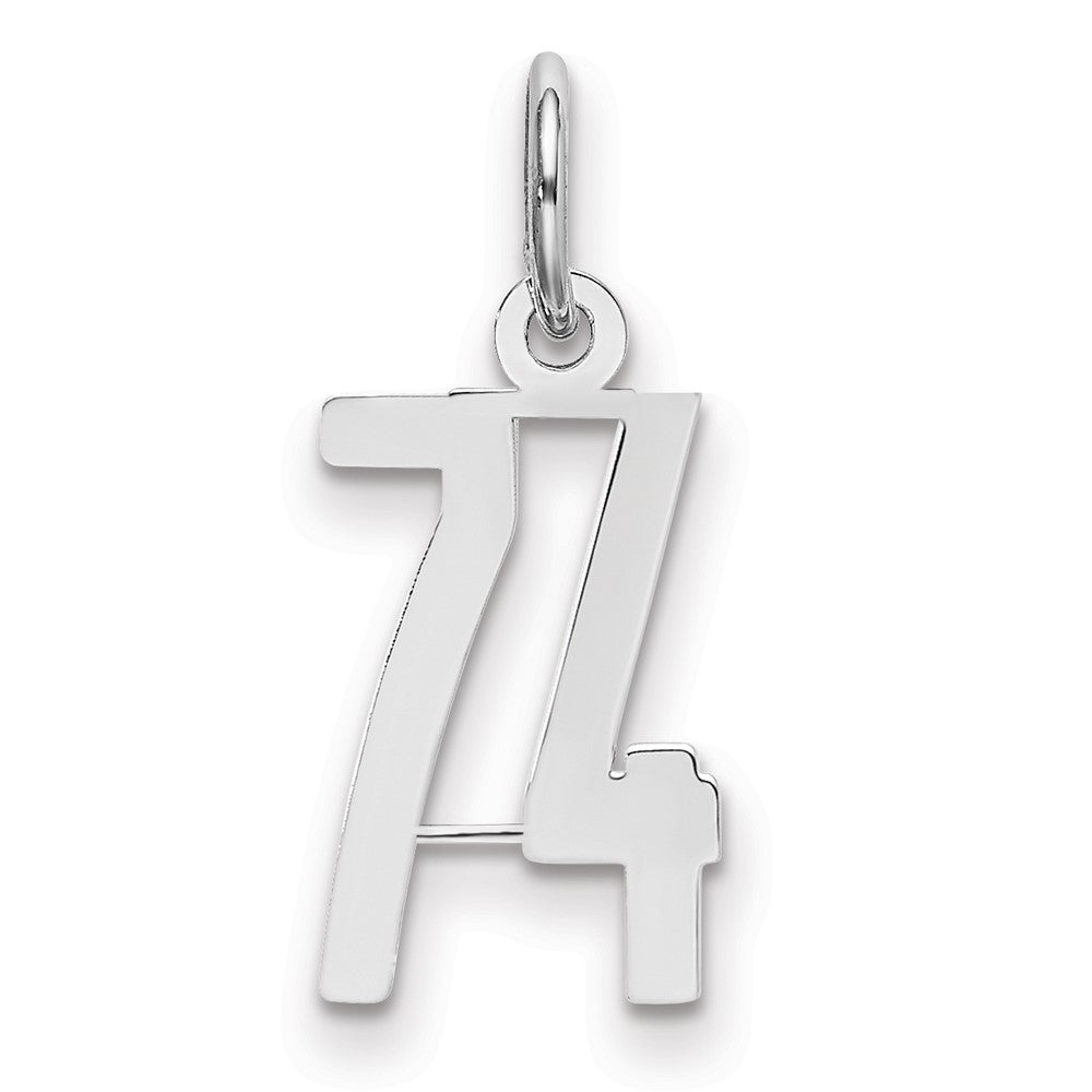 Sterling Silver/Rhodium-plated Elongated Number 74 Charm