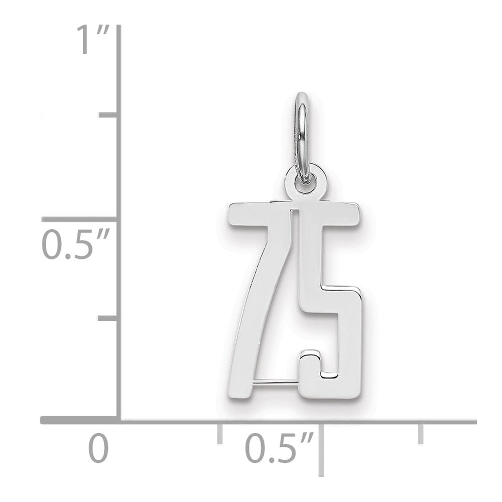 Sterling Silver/Rhodium-plated Elongated Number 75 Charm