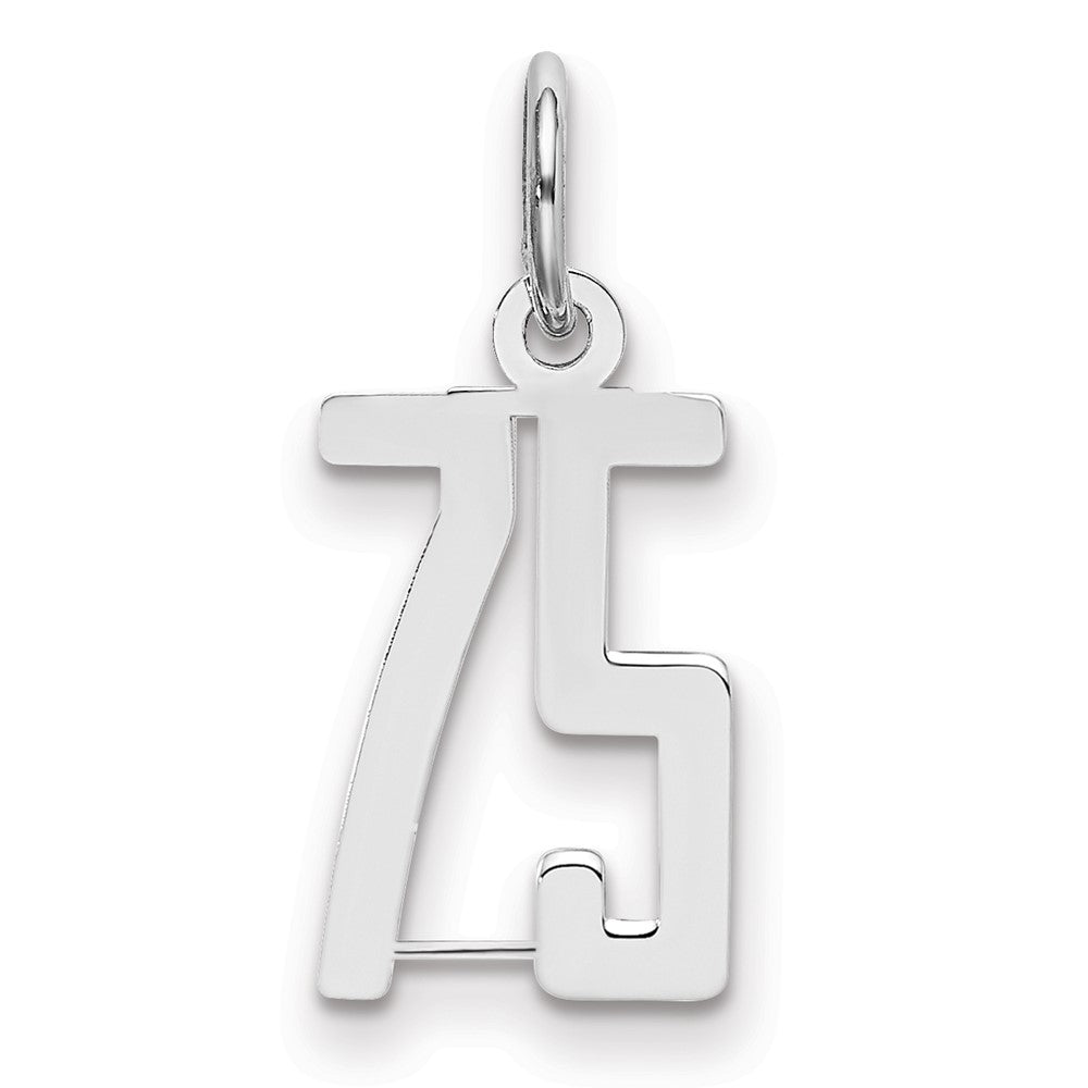 Sterling Silver/Rhodium-plated Elongated Number 75 Charm