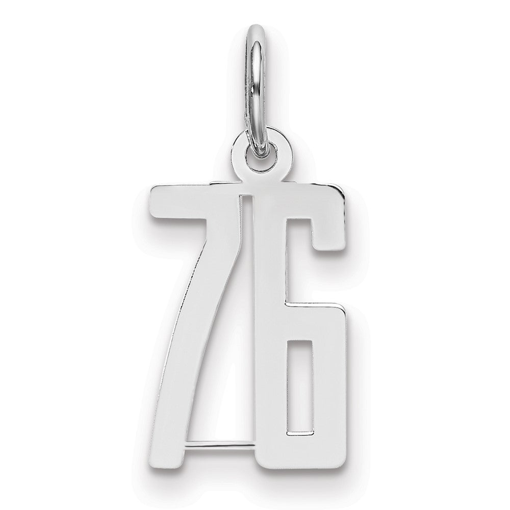 Sterling Silver/Rhodium-plated Elongated Number 76 Charm