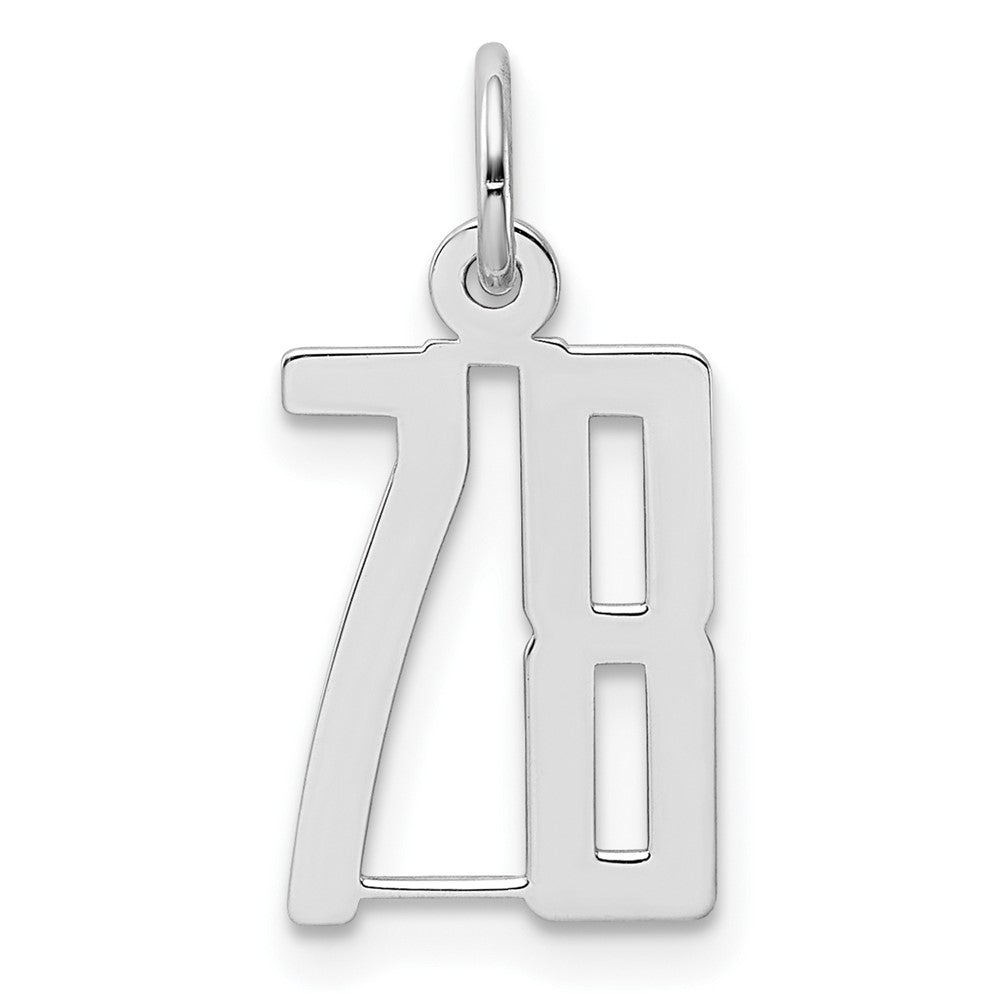 Sterling Silver/Rhodium-plated Elongated Number 78 Charm