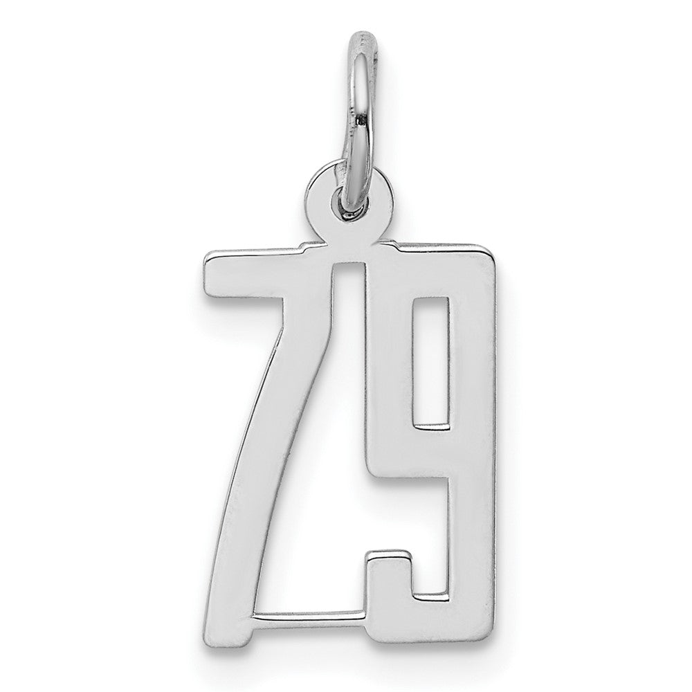 Sterling Silver/Rhodium-plated Elongated Number 79 Charm