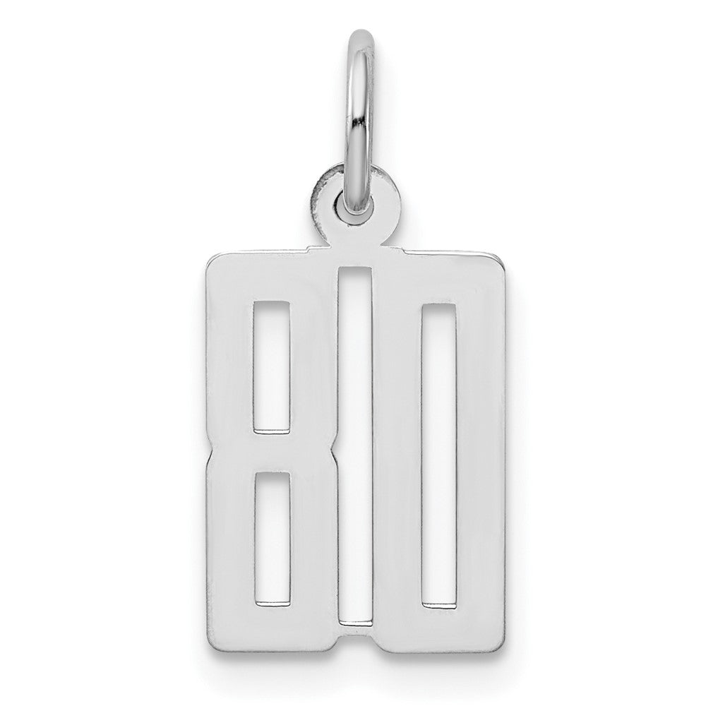 Sterling Silver/Rhodium-plated Elongated Number 80 Charm