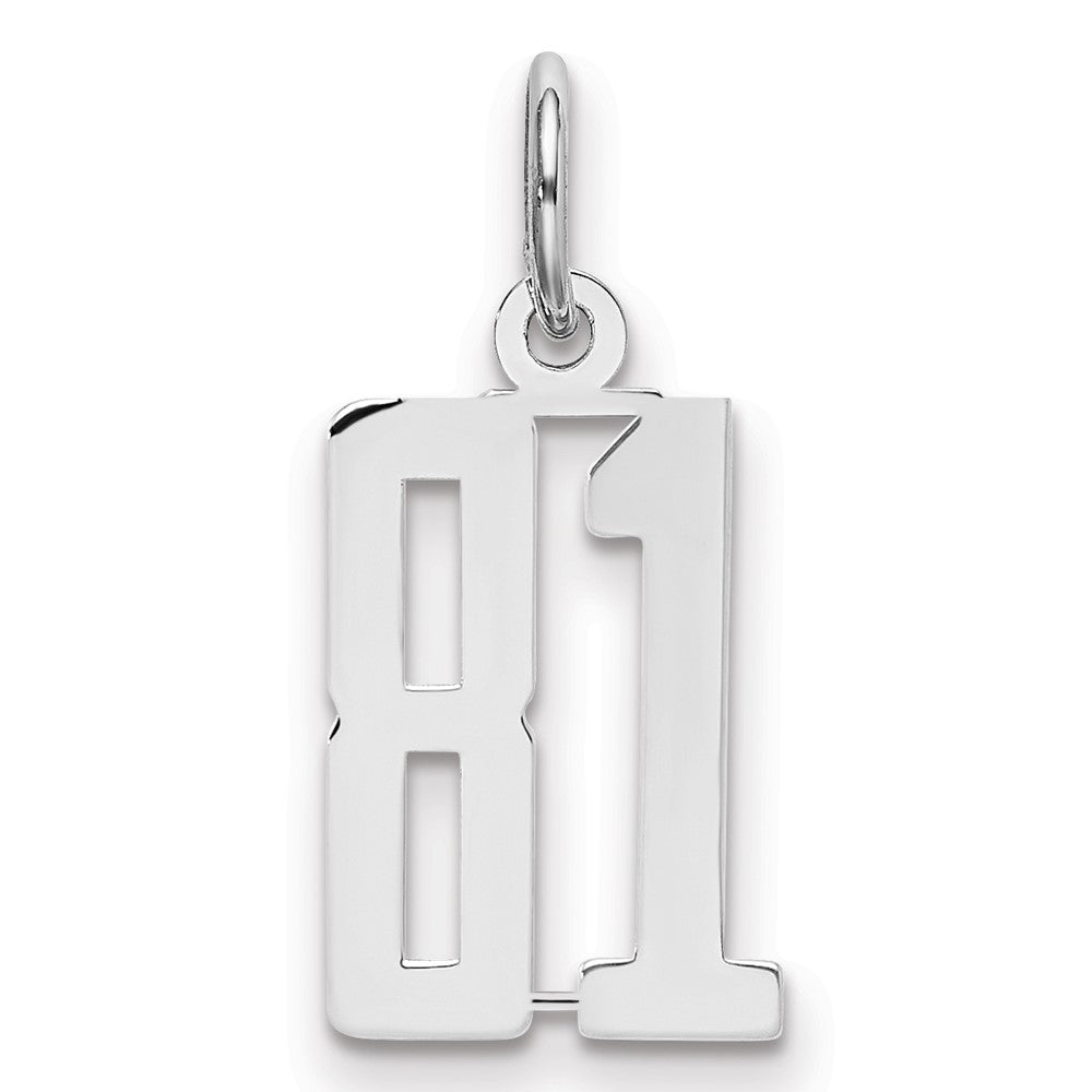 Sterling Silver/Rhodium-plated Elongated Number 81 Charm